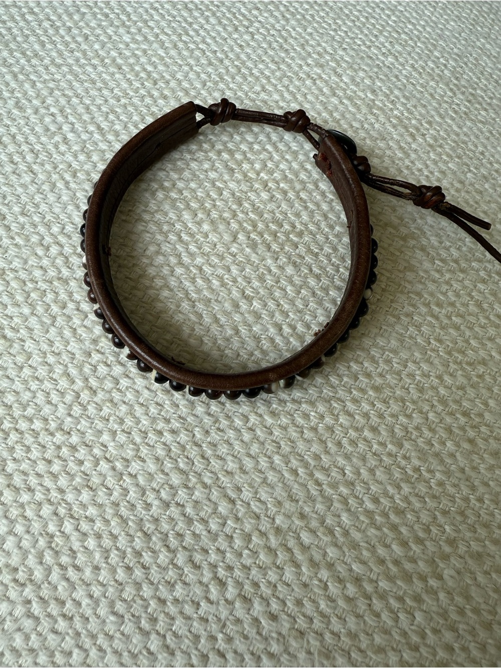 Chan Luu Brown Leather Beaded Wrap Bracelet